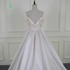 Ruffle Lace Spaghetti Straps Satin A Line Wedding Dress Floor Length White/Ivory Satin Bridal Gown China Supplier