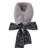 Korean imitated velvet leopard scarf ribbon neck scarf warm dual-use winter scarf