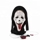 Bleeding Shock Scream Horror Ghost Full Face tongue Masks,Mask-Dripping Bloody Bleeding Halloween Costume