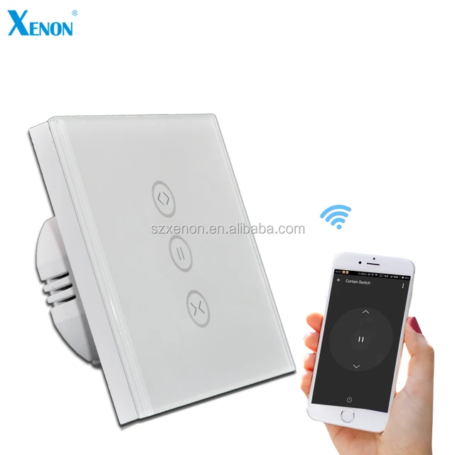Xenon Electric Wifi Switch EU Standard AC100V-240V Crystal Glass Panel Touch Power Smart Window Curtain Switch