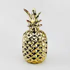 Ceramic Gold Tropical Pineapple Cookie Jar For Home Decor