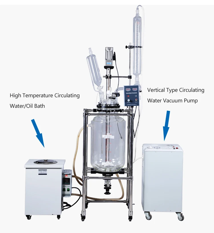 Double Layer Glass Chemical Continuous Stirred Tank Lab Reactor Price