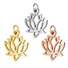 High Polished Stainless Steel Metal Rose Gold Plated Jewelry Accessories Sanskrit YOGA Lotus Flower Charm For Bracelet Making