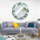 Kurti Mirrors Decor Wall Green Plant Printing Kurti Wholesalers Salon Decorative Frameless 80x80cm Round Wall Mirror