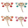 WM069 fashion enamel insects dragonfly mix color crystal scarf dress Brooch pin jewelry