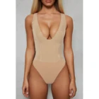 V Neck PU Fitness Sleeveless Women Jumpsuit Wholesale Bodycon Underwear Bodysuit