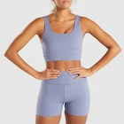 Yihao Wholesale Custom Womens Tracksuit polyester/nylon and spandex yoga sports bra and shorts yoga set