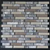 BS0201 Strip natural marble mix crystal clear glass mosaic wall tile Foshan decorative indoor/outdoor stone and glass brick