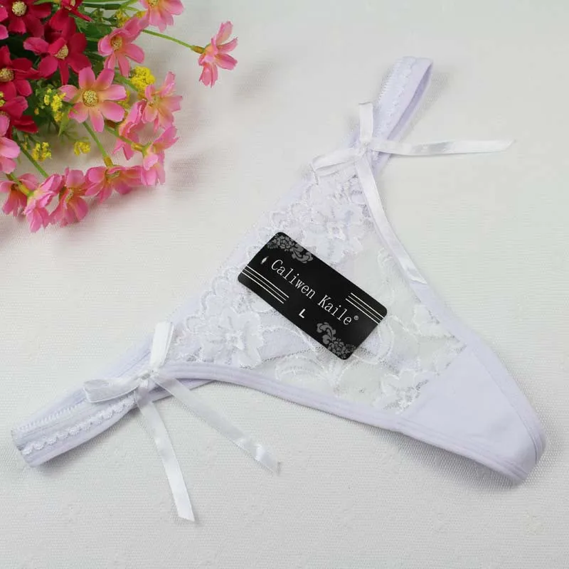 Stock Newest lady bowknot Sey G String underwear Women Lace Transprent Low Waist seamless panties see through Thongs Underwear B