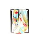 Colorful Plain 100% Silk Satin Scarf Of Print Logo