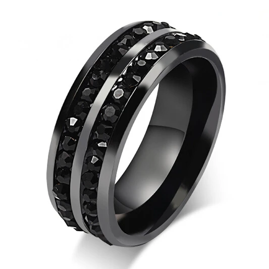10pcs/lot Size 6 - 13 Black Ring For Men Titanium Steel Big Finger Rings Fashion Jewelry High Quality R016
