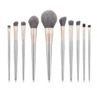 Private Label High End 10Pcs Silver Matte Luxury Vegan Cosmetic Brushes Makeup Brush Set Cruelty Free Custom Logo Wholesale