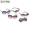 two tone color classic regular shape lady fashion sunglasses with color spray metal deco