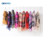 High-grade echarpe fashion lady plaid viscose custom embroidered scarf