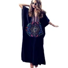 2019 new black Turkish robe Plus Size loose Oversized beach dress Swimwear Bikini blouse summer rayon Cover Ups beachwear