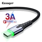 Essager LED USB C Cable Fast Charge Wire Cord for Huawei Samsung Oneplus 7 Pro Mobile Phone USB-C Charger