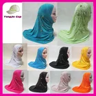 Women Jersey Full Cover Solid Color Scarf Hijab 100% polyester muslim hijab with stone