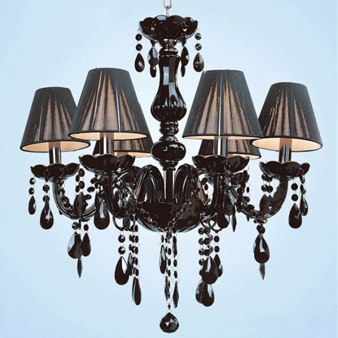 Uk European 6 Lights Small Luxury K9 Crystal Black Chandelier With