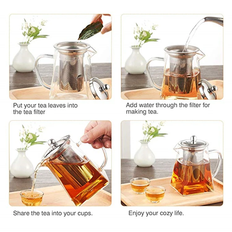 2019 tea brewing borosilicate glass tea maker teapot with