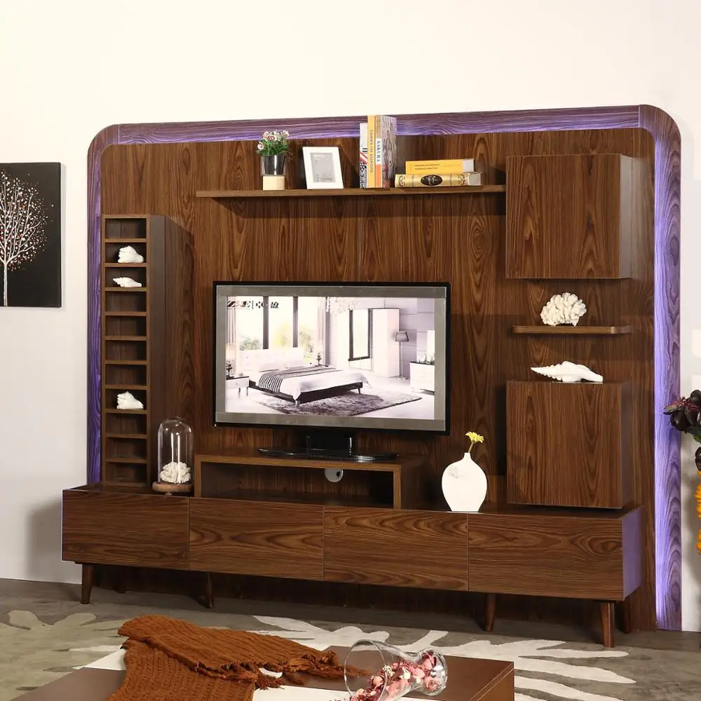 rumah furniture meuble desain tv/wall unit lemari/led tv wall unit desain -  buy meuble desain tv led tv wall unit desain unit dinding ruang tamu