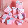 Small Paper Jewelry Packaging Box Custom Jewelry Box Paper Earrings Ring Cheap Pink Gift Box Marble