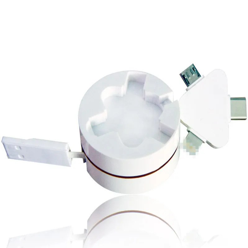 Peiba promotional gift retractable usb charger 3 in 1 round usb data charging cable for sale - ANKUX.COM