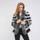 Fashion Short Female Rex Rabbit Fur Coat With Real Fox Fur Trim