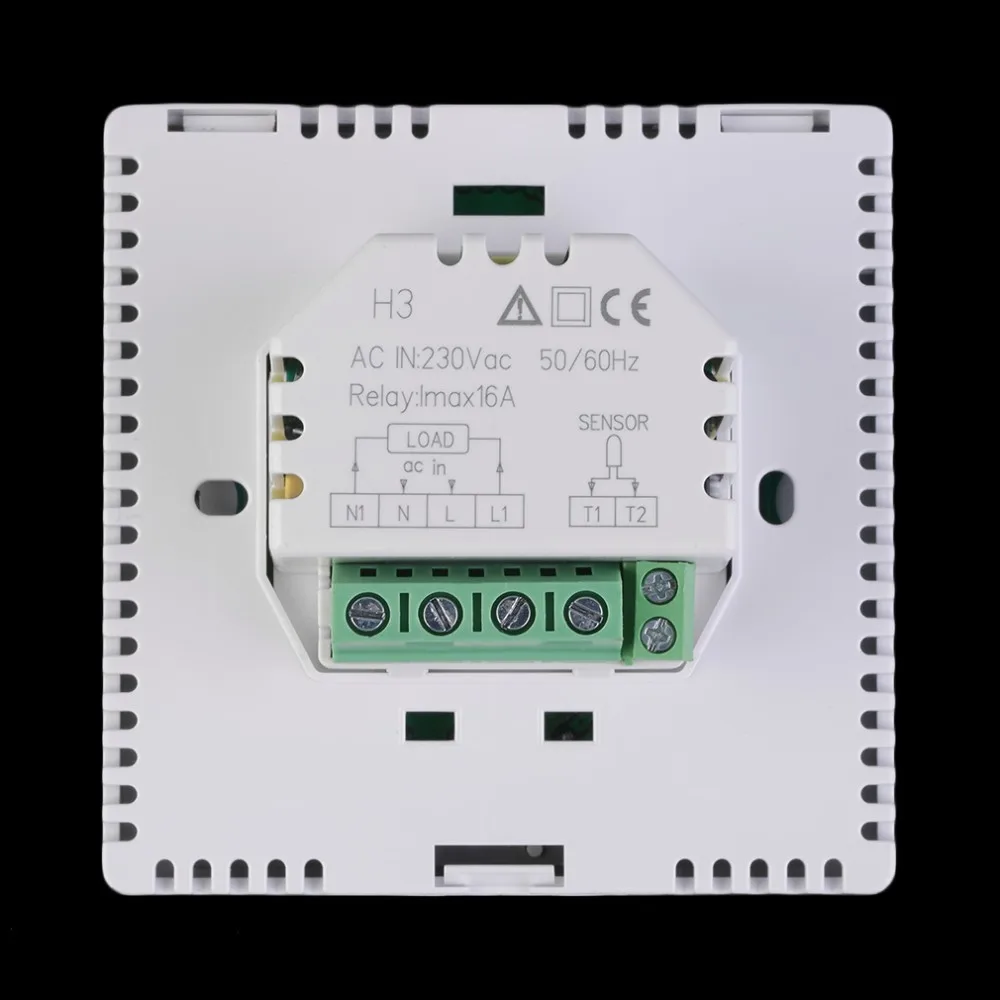 1Pc 16A/250V White LCD Display Thermostat Heat Thermostat Digital Temp Controller