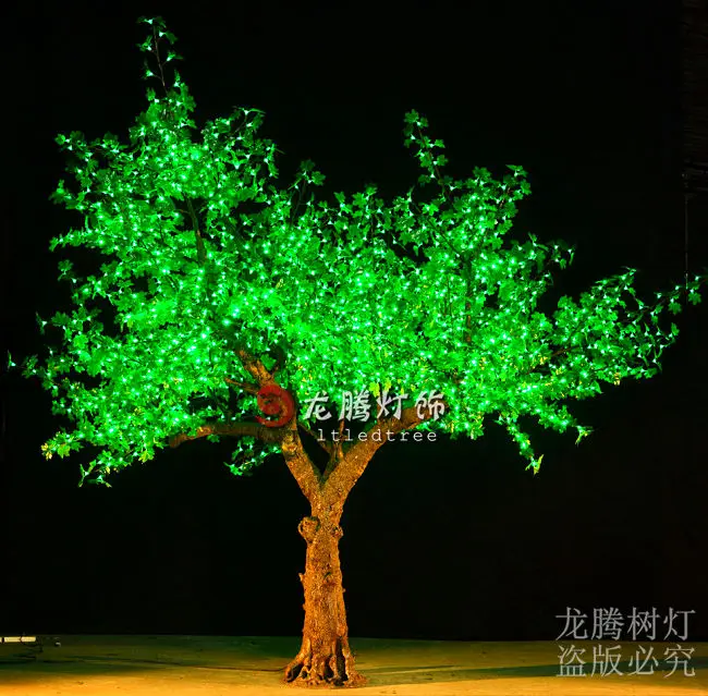 12ft Fiber glass trunk large led green maple tree