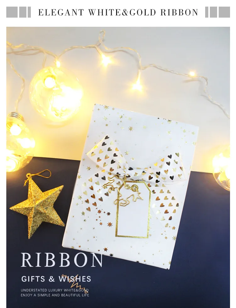 folding gift printed satin ribbon for gift packaging