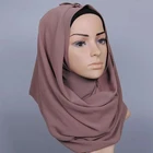Latest designs lady cheap pure color fashion Islamic crinkle hijab scarf