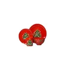 Decorative red ceramic christmas dinnerware set