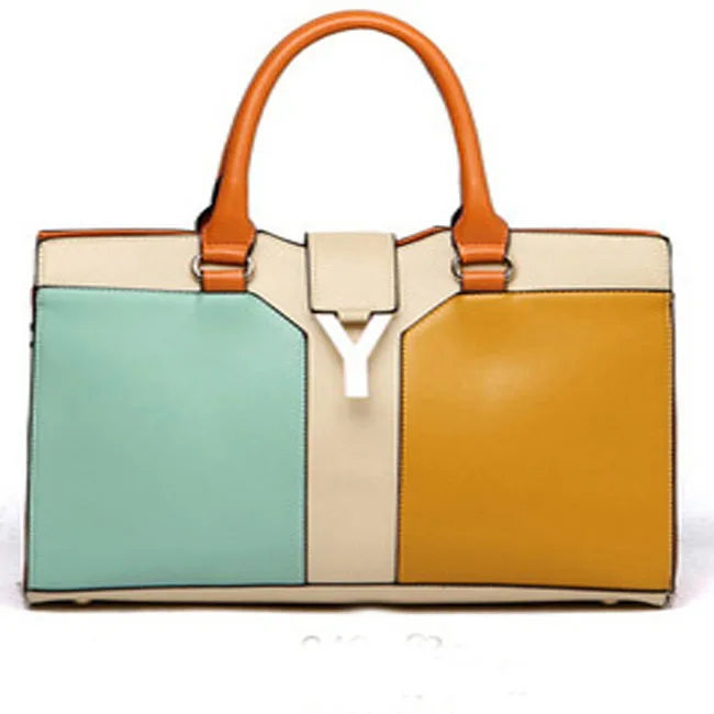 Women Shoulder Bags New European and American Style PU Handbags Buckle Patchwork Shoulder Bags for Women Girls Lady