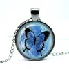 Moon butterfly necklace butterfly jewelry BP32 butter fly art photo pendant Glass Photo Cabochon Necklace