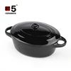 Double handles oval ceramic kitchen cookware with unique lid