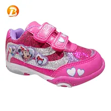 Wholesale cartoon pattern pink silver lighting casual girls led children shoes