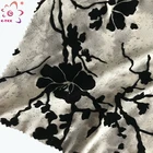 high quality 100 polyester 75d single jersey stretch moss crepe flocking print knit elastic fabric for garment