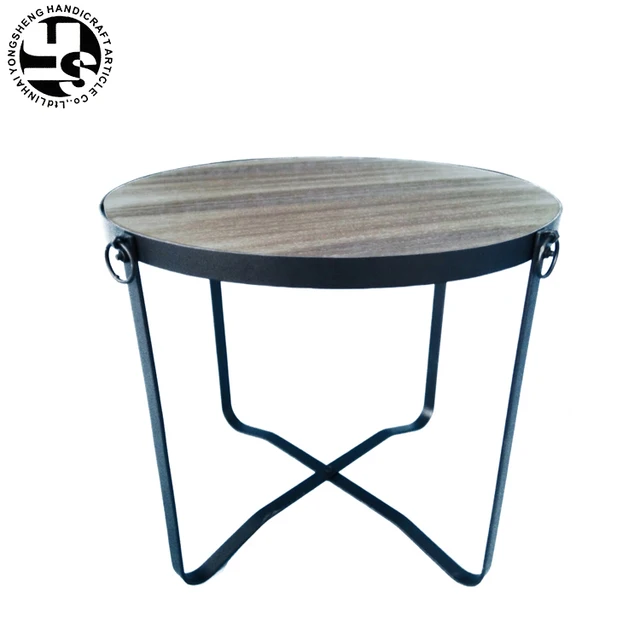 Modern tray top sofa side table wood round small coffee table