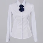 wholesale fashion ladies white shirt office uniform designs for women blouse with tie
