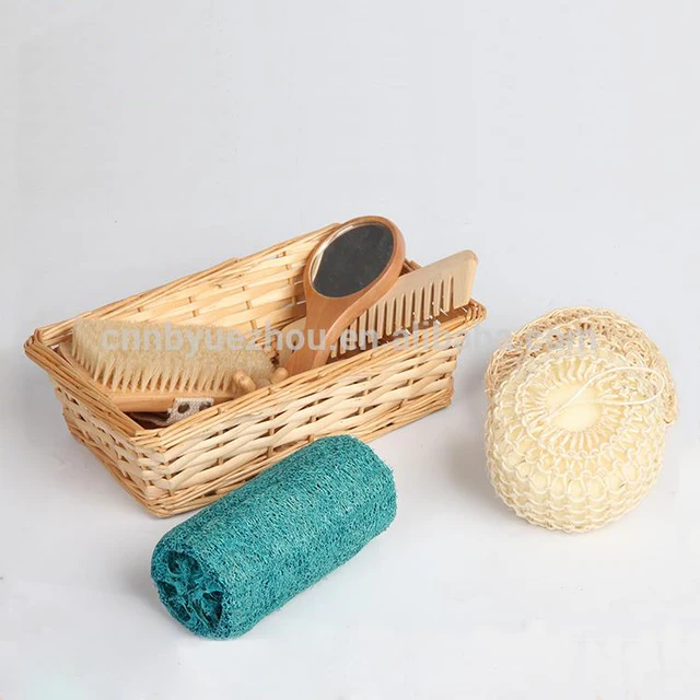 quality square or round willow bath spa basket bath gift set