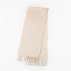 High quality custom white warm knitted cashmere scarf with fringe