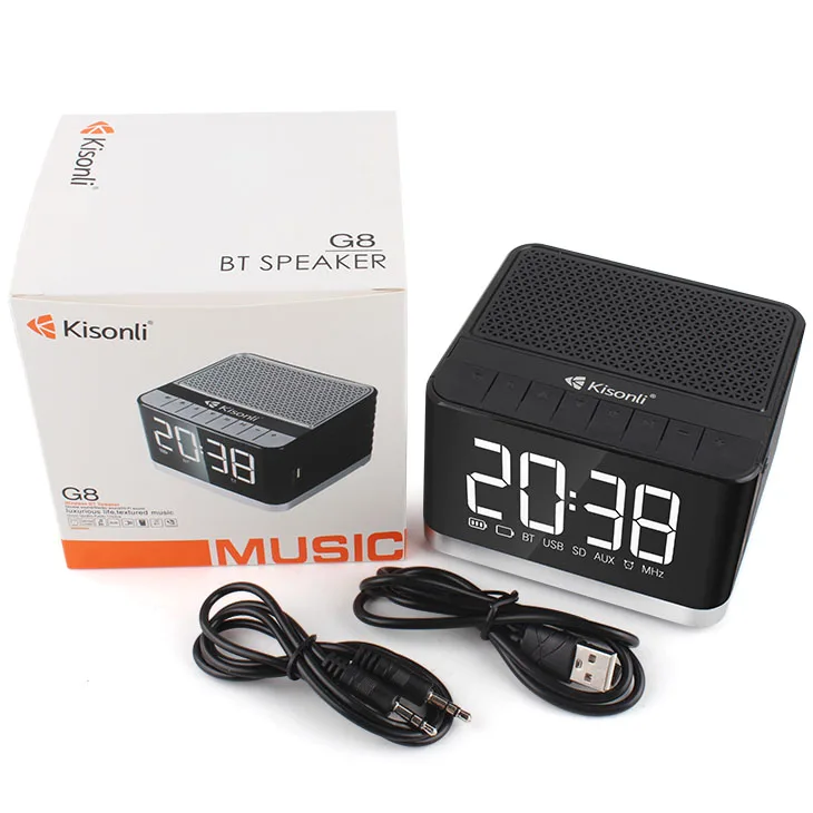 Kisonli G8 Alarm Clock Portable Mini Hands free Speaker Phone With FM Radio & Music Playing & AUX - ANKUX.COM