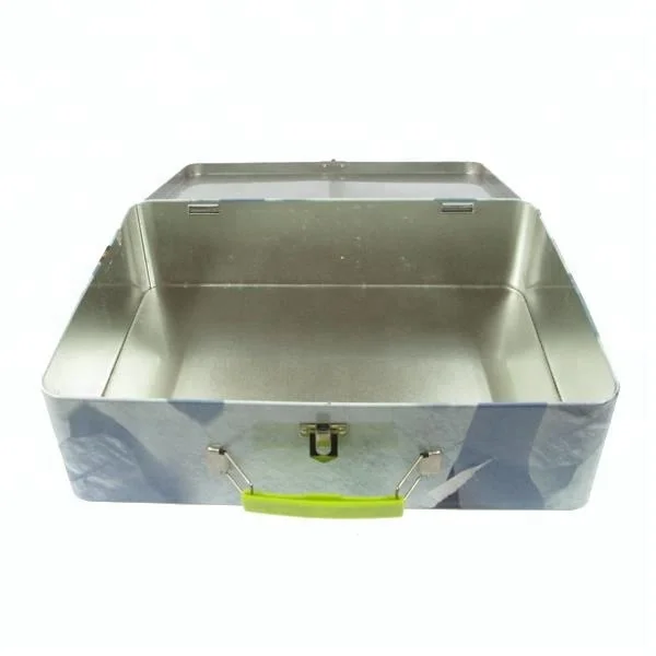 stable carrying big rectangular gift metal tin box lunch box