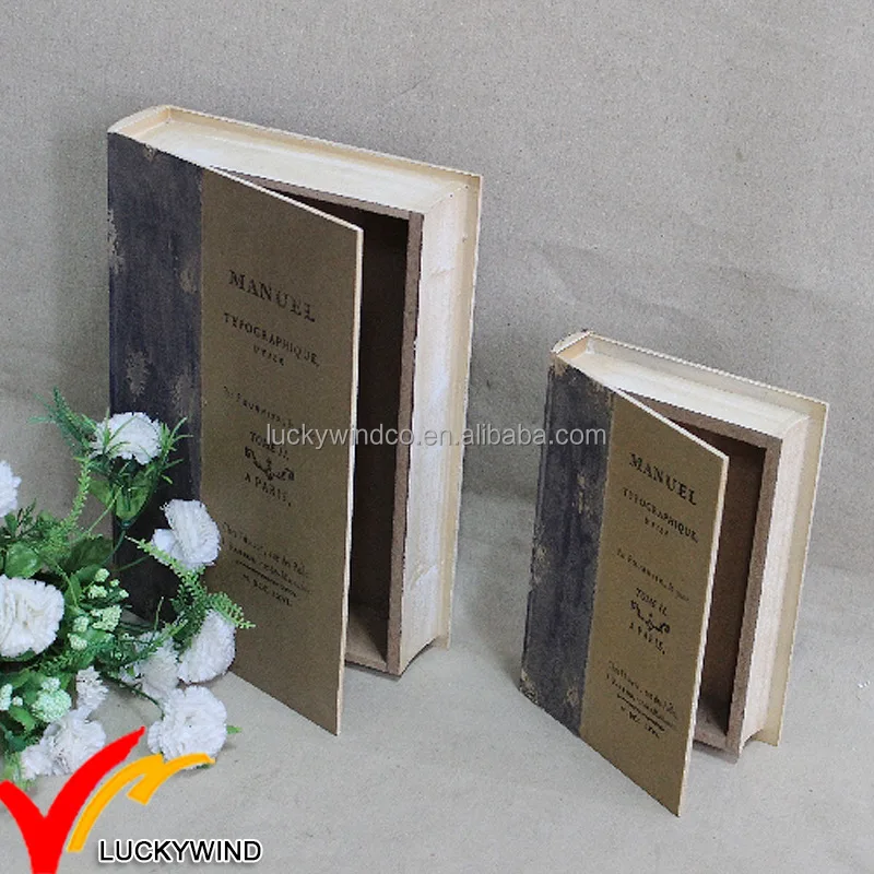 wooden book box antique decorative storage box