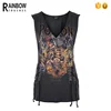 OEM Pretty Sublimation Printing Lace up Sleeveless T-Shirt Women