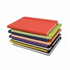 Custom print cheap A5 black pu leather hardcover grid dot notebook with elastic band