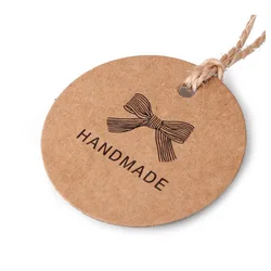 brown string tie gift paper hang tag custom company logo