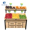 Wholesale wood grocery display shelf, metal wood shelf rack fruit vegetable storage shelf