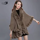 2019 winter warm fashion pashmina shawl with fur women's shawl imitation rabbit fur cape cardigan coat