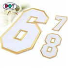 Embroidered Border Iron on Custom Numbers Letters Fabric Twill Embroidery Patches for Sportswear